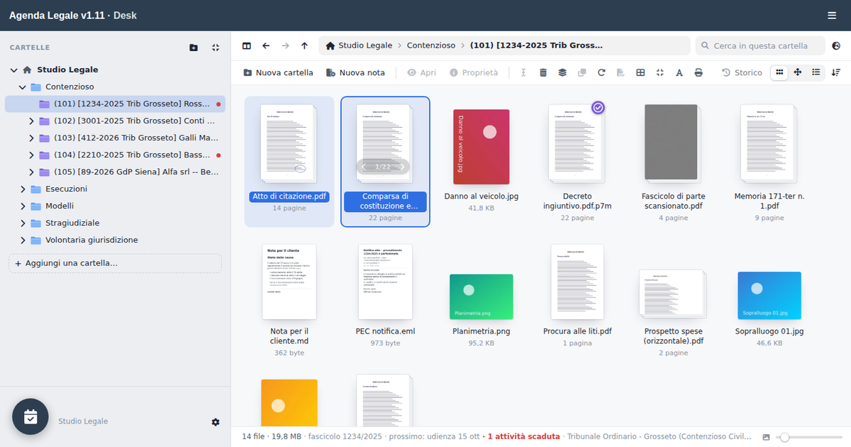 Anteprima dimostrativa del modulo Desk di Agenda Legale